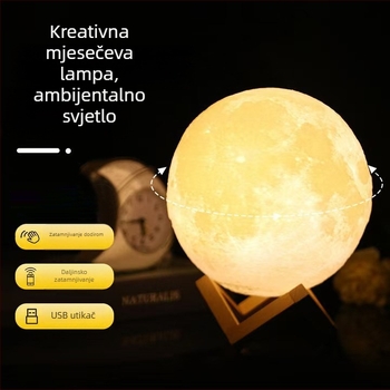 USB napajana lampica mjeseca u obliku planete, multicolor LED osvjetljenje — dodirno upravljanje, noćna lampica