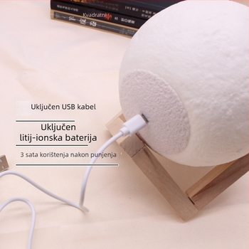 USB napajana lampica mjeseca u obliku planete, multicolor LED osvjetljenje — dodirno upravljanje, noćna lampica