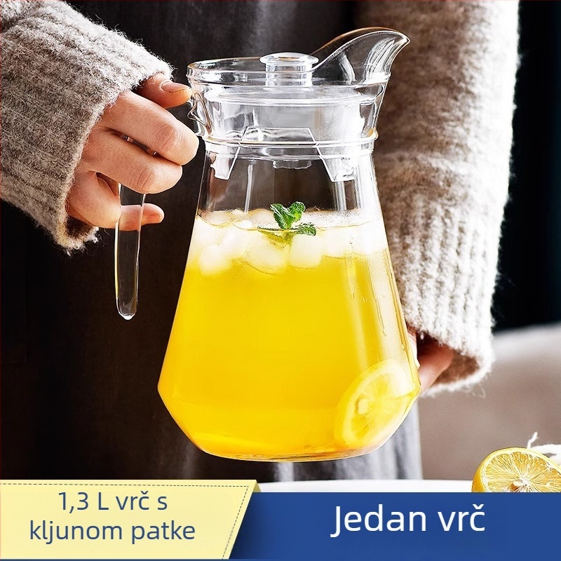 Staklena posuda za studenu vodu s velikim kapacitetom, kućna upotreba, otporna na visoke temperature, za pripremu čaja, s izljevom u obliku kljuna patke