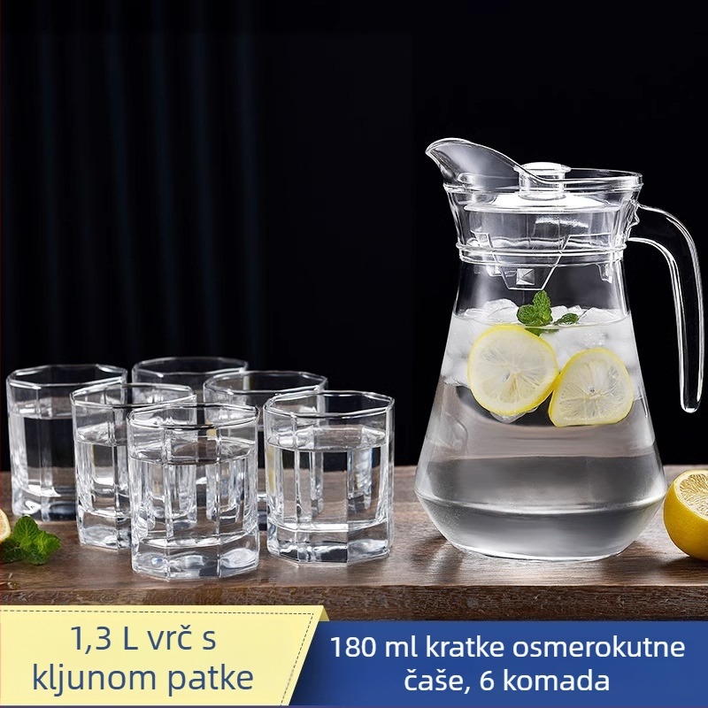 Staklena posuda za studenu vodu s velikim kapacitetom, kućna upotreba, otporna na visoke temperature, za pripremu čaja, s izljevom u obliku kljuna patke