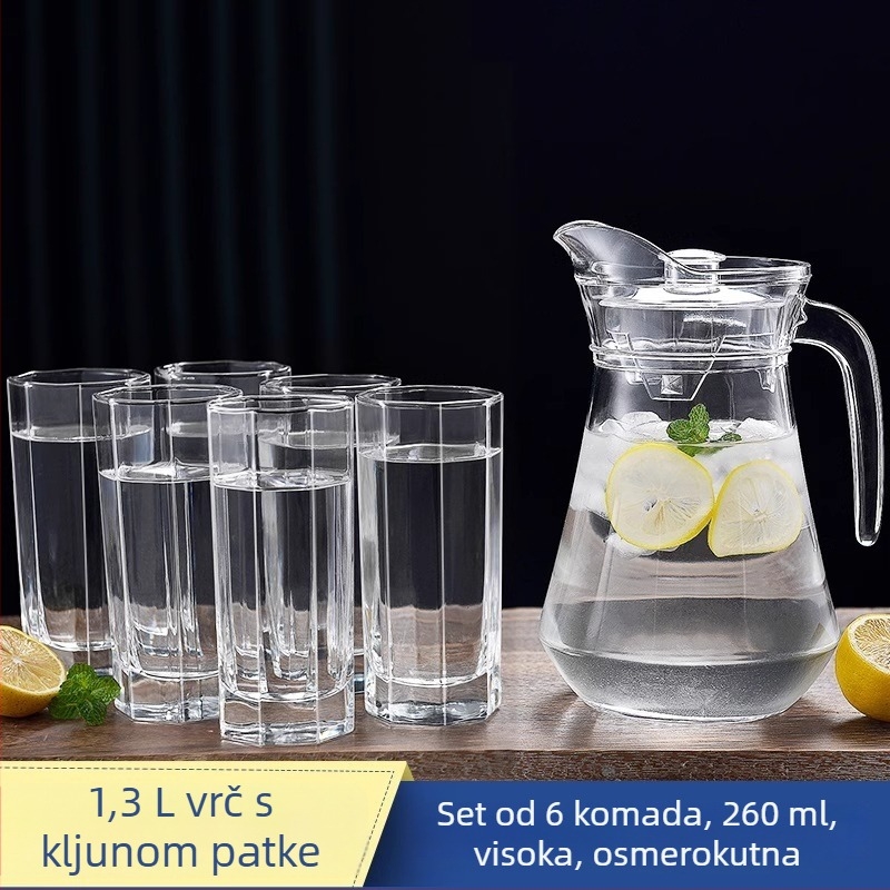 Staklena posuda za studenu vodu s velikim kapacitetom, kućna upotreba, otporna na visoke temperature, za pripremu čaja, s izljevom u obliku kljuna patke
