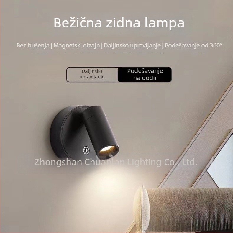 Magnetska zidna lampa uz USB punjenje – svjetlo za čitanje koje štedi oči, moderan minimalistički dizajn, bez žica