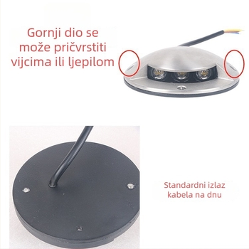 LED vanjska vodootporna svjetiljka s prozirnim kućištem, površinska montaža od nehrđajućeg čelika, za mostne palube i pješačke staze, bočno osvjetljenje, bez bušenja
