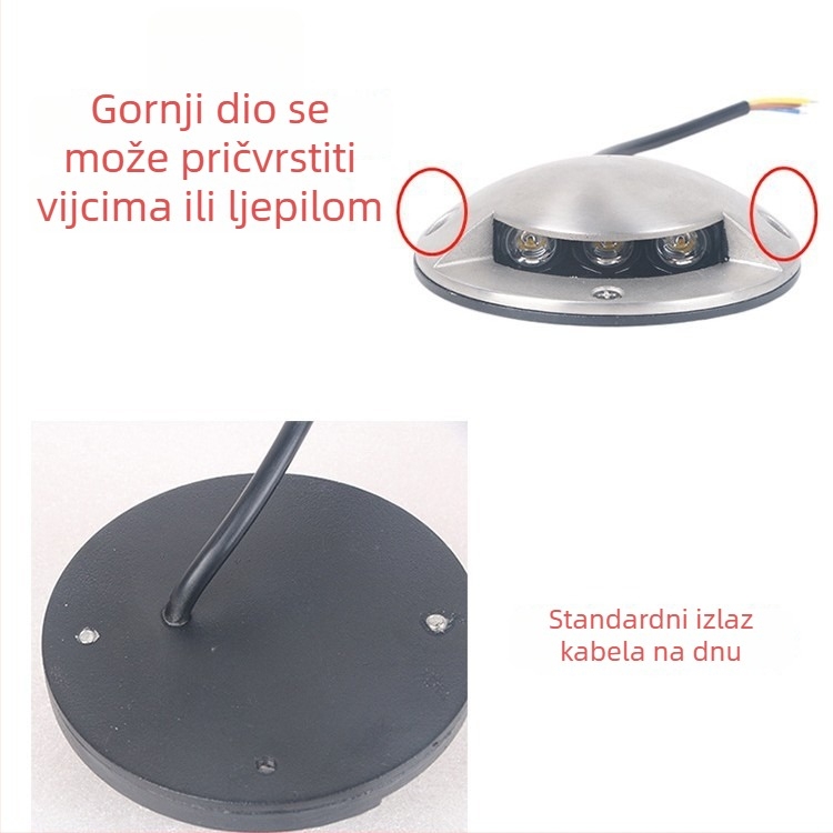 LED vanjska vodootporna svjetiljka s prozirnim kućištem, površinska montaža od nehrđajućeg čelika, za mostne palube i pješačke staze, bočno osvjetljenje, bez bušenja