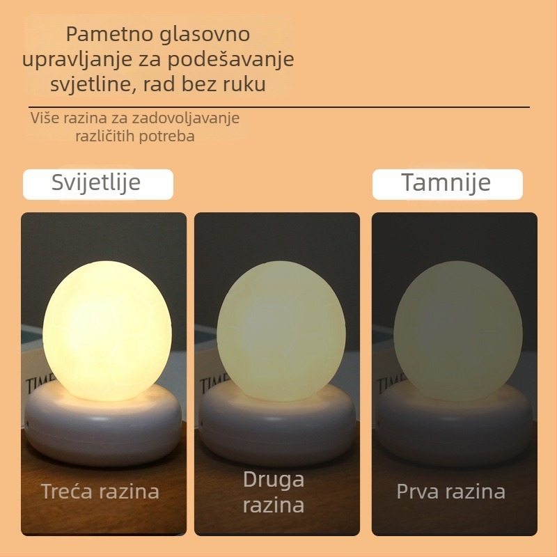 Noćna lampica u obliku nogometne lopte, punjiva, s glasovnim upravljanjem i nježnim svjetlom, za noćno hranjenje, lampica s govornim načinom i tajmerom za san