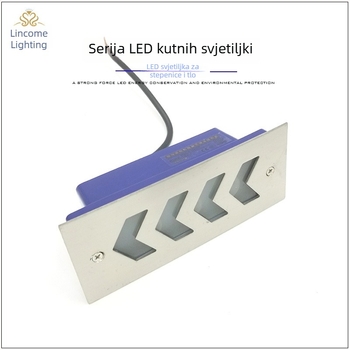 LED kutna zidna svjetiljka za unutarnju/ vanjsku upotrebu, pravokutno ugrađena svjetiljka za stepenice, 170×70 mm, aluminij, IP65, 3000–6000K