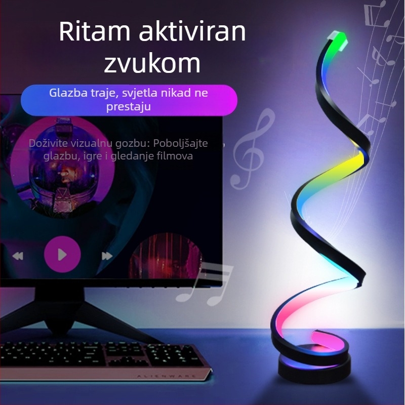 RGB stolna ambijentalna svjetiljka s inteligentnim upravljanjem putem aplikacije, noćna svjetiljka s promjenom boje, kutna svjetiljka