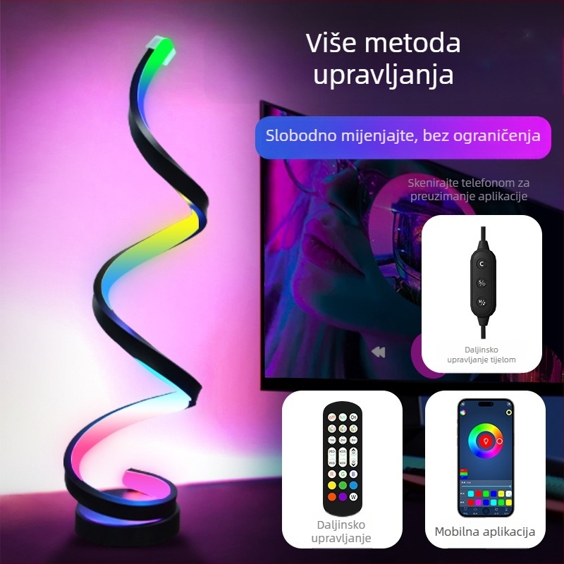 RGB stolna ambijentalna svjetiljka s inteligentnim upravljanjem putem aplikacije, noćna svjetiljka s promjenom boje, kutna svjetiljka
