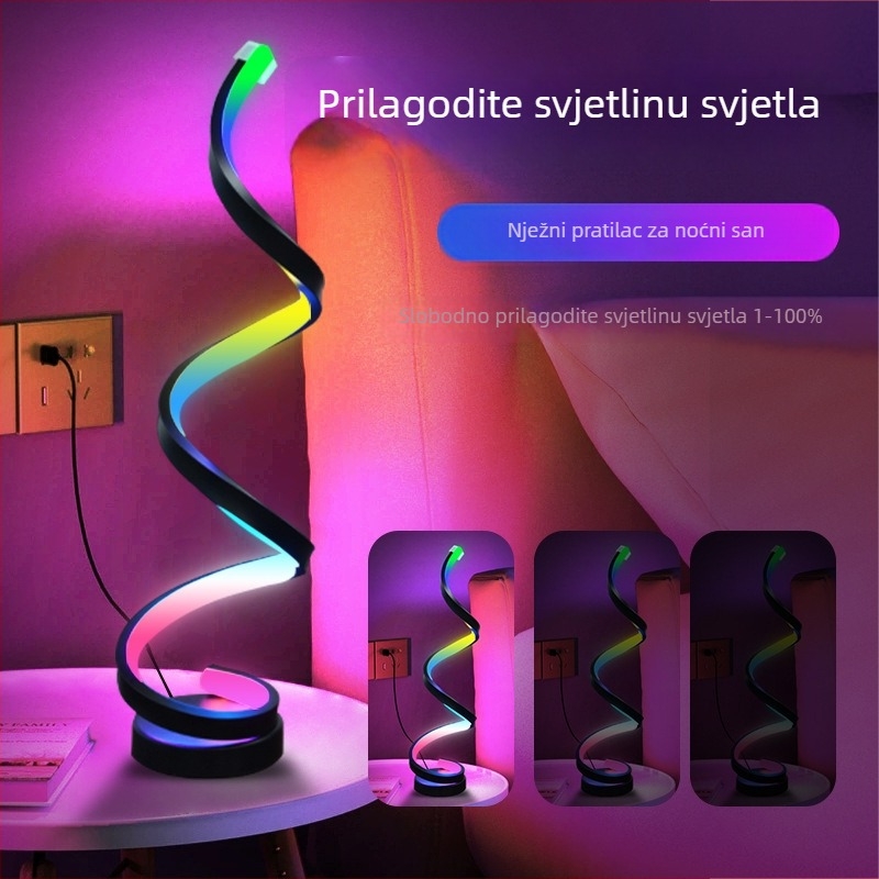 RGB stolna ambijentalna svjetiljka s inteligentnim upravljanjem putem aplikacije, noćna svjetiljka s promjenom boje, kutna svjetiljka