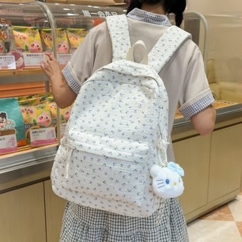 Novi ruksak s cvjetnim uzorkom u japanskom stilu za žene, svjež i svestran, casual putni ruksak