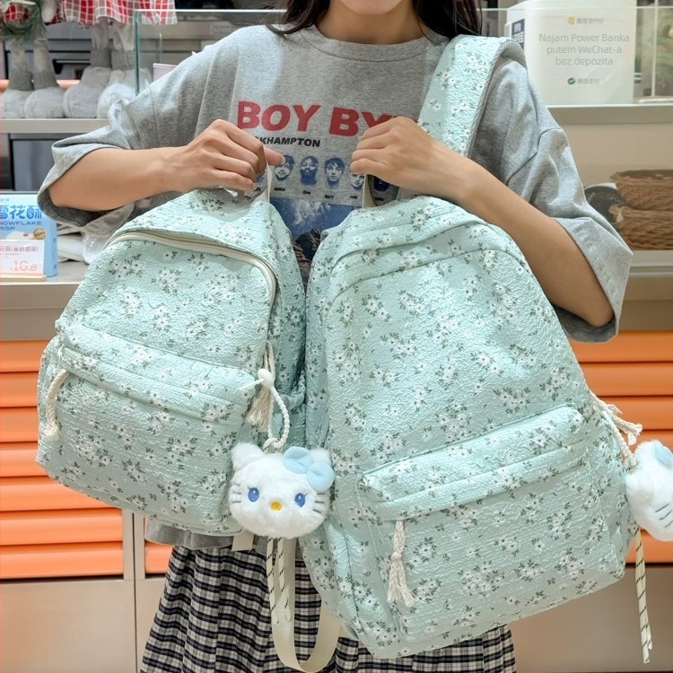 Novi ruksak s cvjetnim uzorkom u japanskom stilu za žene, svjež i svestran, casual putni ruksak