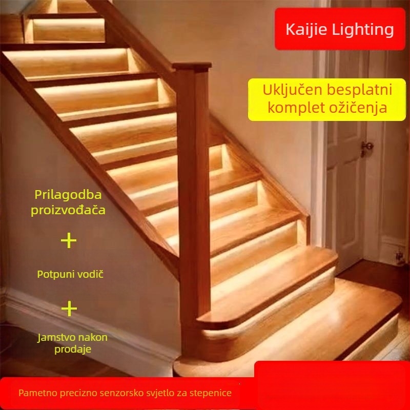 LED rasvjeta za korake stubišta sa senzorom pokreta, niski napon, programabilna skrivena LED traka za stepenice