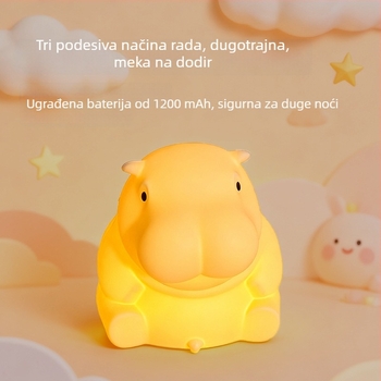 Noćna lampa u obliku hipopotama, ambijentalno svjetlo, ukras za noćni ormarić, trostupanjsko podesivo nježno svjetlo, silikonski poklon