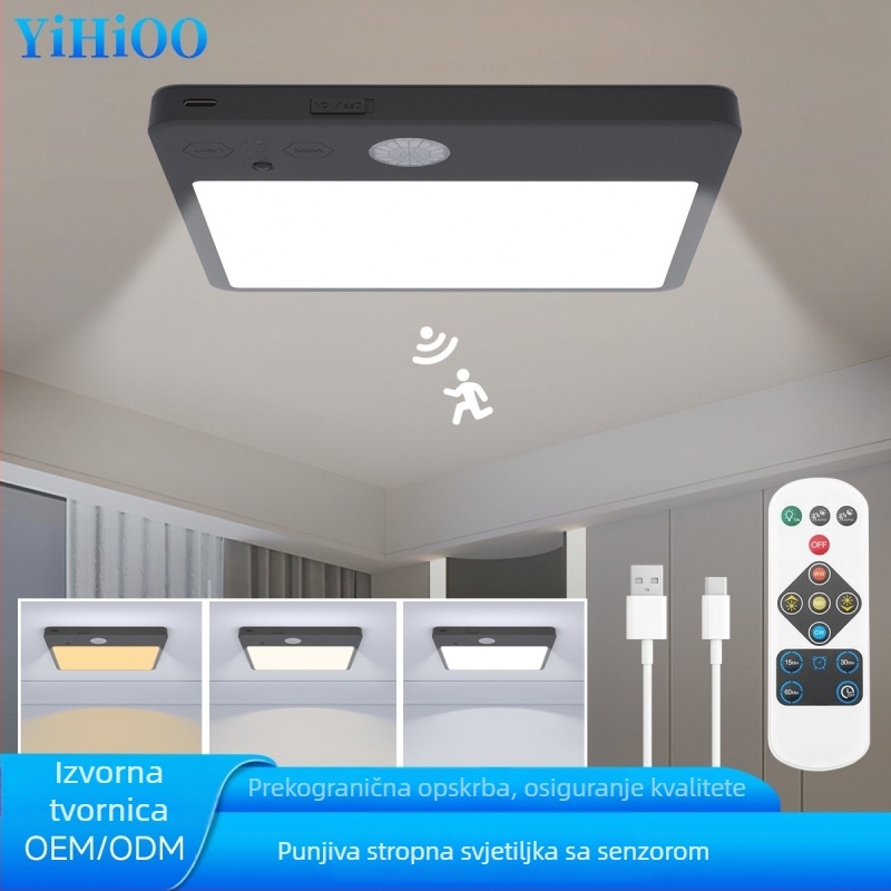 YIHIOO 5V senzorno LED plafonsko svjetlo bez kabela za kupaonicu, stepenice, hodnik i balkon