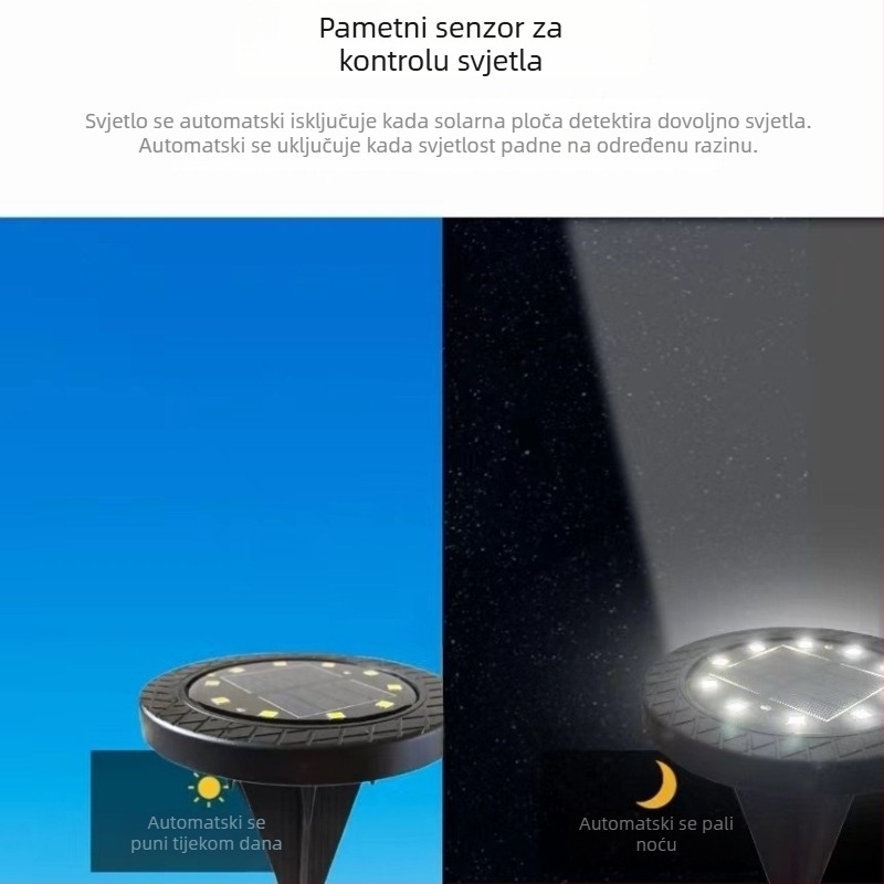 Solarna podzemna LED rasvjeta s 10 LED za vanjski travnjak, dvorište i krajolik – IP65 vodootporna dekorativna vrtna rasvjeta