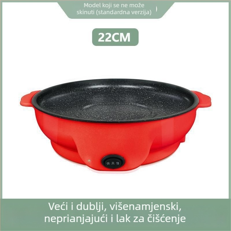 Električna grill tava za kućnu upotrebu, barbecue tava, bezdimni roštilj, prženje i pečenje – promjeri 22/26/30 cm
