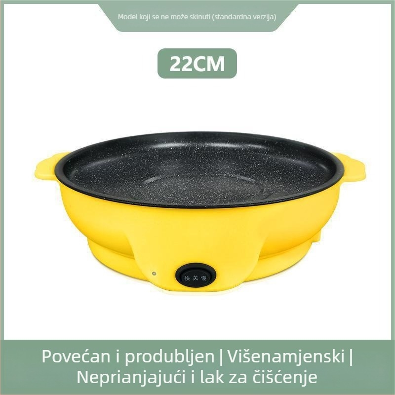 Električna grill tava za kućnu upotrebu, barbecue tava, bezdimni roštilj, prženje i pečenje – promjeri 22/26/30 cm