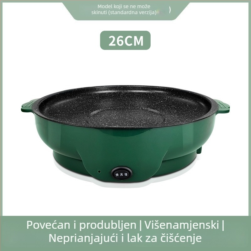 Električna grill tava za kućnu upotrebu, barbecue tava, bezdimni roštilj, prženje i pečenje – promjeri 22/26/30 cm