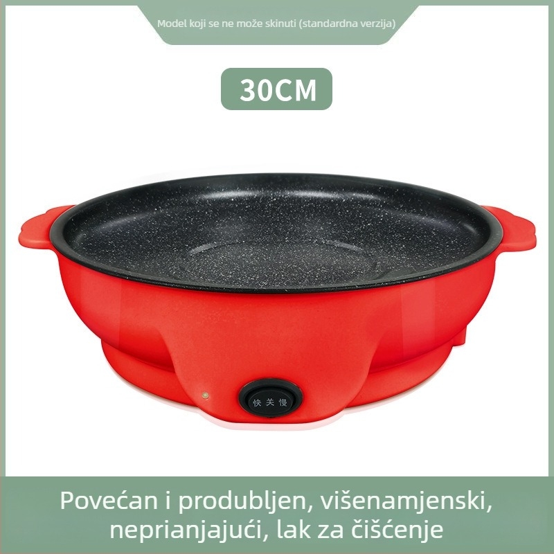 Električna grill tava za kućnu upotrebu, barbecue tava, bezdimni roštilj, prženje i pečenje – promjeri 22/26/30 cm