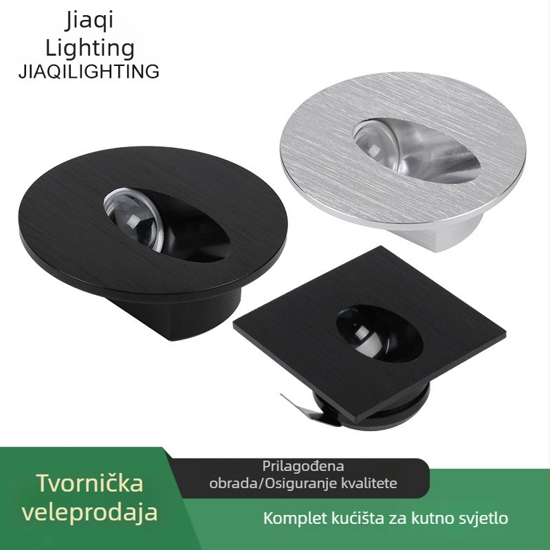 LED ugrađeno kutno zidno svjetlo, kvadratno ili kružno, za hodnik i stepenice, nordijski stil