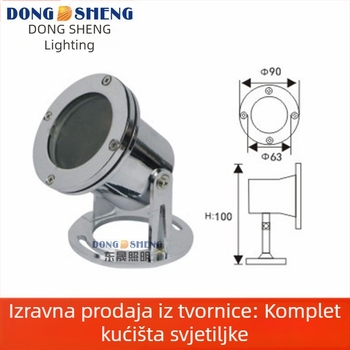 Kućište podvodne lampe od nehrđajućeg čelika, 90 mm, cinkova legura, GU10 utičnica, komplet za ugradnju podvodne lampe