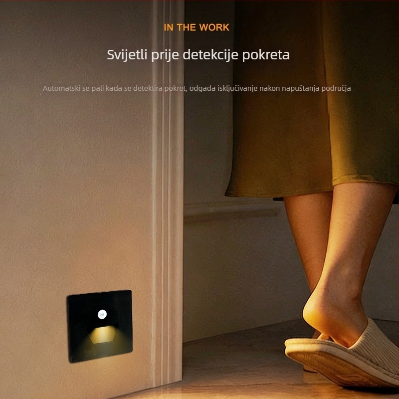 LED noćna lampica s senzorom pokreta, ugrađena 86 mm baza, za hodnike i stepenice, 220V