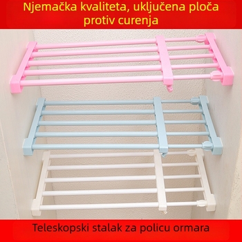 Teleskopski organizator za garderobu i cipele s pregradama, montaža bez bušenja