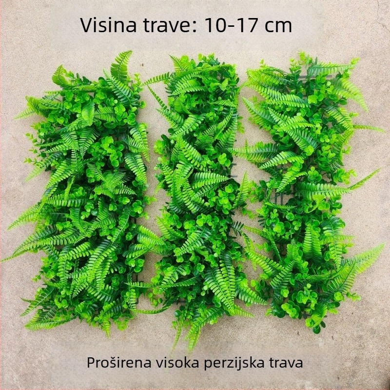 Umjetna trava – persijska trava s listom paprati za zid, balkon – plastična ukrasna ploča za uređenje okoliša