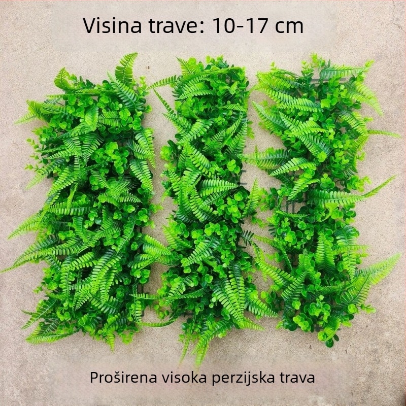 Umjetna trava – persijska trava s listom paprati za zid, balkon – plastična ukrasna ploča za uređenje okoliša