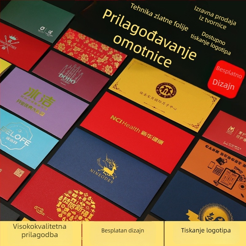 Prilagođene kuverte od šarenog bisernog papira, logotip toplinskim prešanjem, pozivnice za zabave