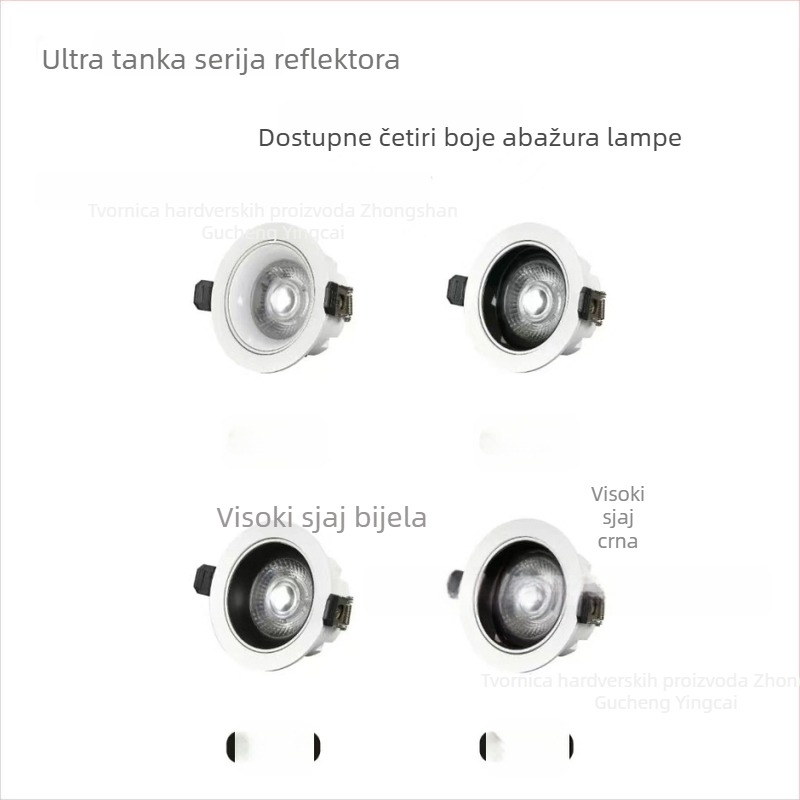 Izuzetno tanak COB downlight, aluminijsko kućište, 75 rupa, rasvjeta s efektom wall-washer
