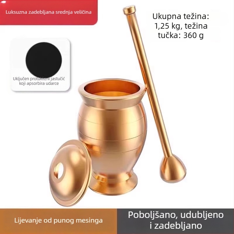 Masivan mortar i pestle, preša za češnjak i odvijač češnjaka; višenamjenski mljevenik za bilje i češnjak
