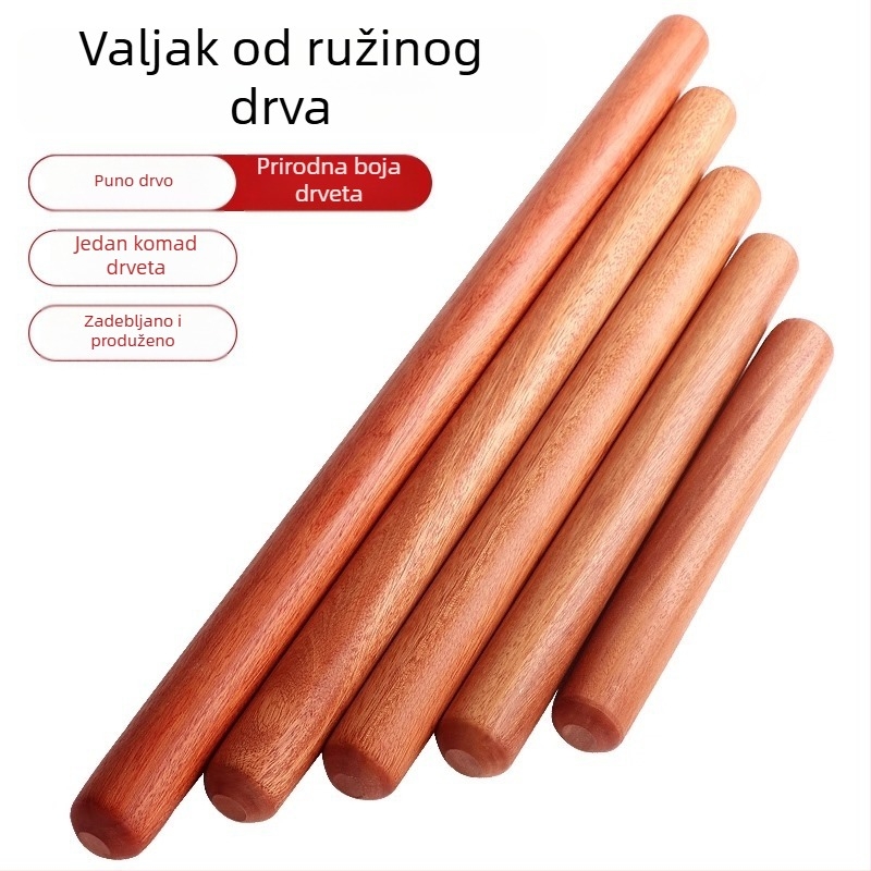 Drveni valjak za tijesto, velikog promjera, deblji valjak za kućnu i komercijalnu upotrebu.