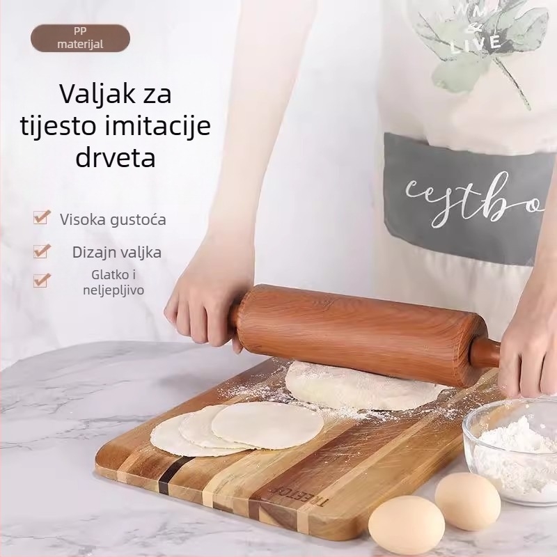 Veliki valjak za tijesto s imitacijom drveta, za kućnu upotrebu, valjak za tijesto i listove za knedle