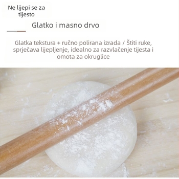 Drveni valjak za tijesto dužine 40 cm, neprijanjajući, za tijesto i listove za knedle