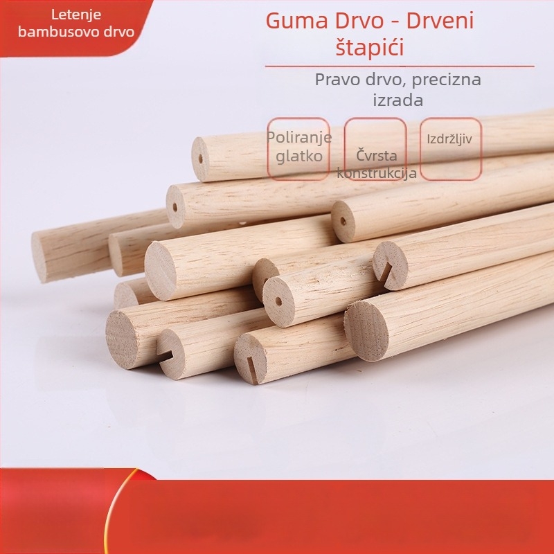 Kružne drvene šipke od kaučukovog drveta za DIY zanate, jogu i masažu