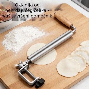 Podesivi nerđajući čelični valjak za tijesto, velik za listove knedli i peciva