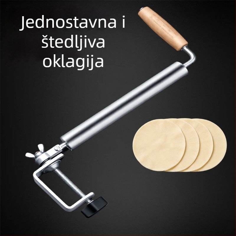 Podesivi nerđajući čelični valjak za tijesto, velik za listove knedli i peciva
