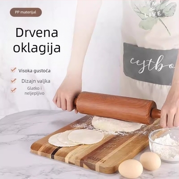 Veliki valjak za tijesto s drvenim izgledom za kućnu upotrebu, pogodan za tijesto, pločice za knedle, fondant i komercijalno pečenje.