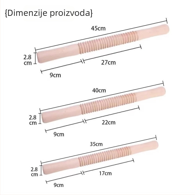Valjak za tijesto s cvjetnim uzorkom i zubima, drveni, bez premaza, spiralni uzorak