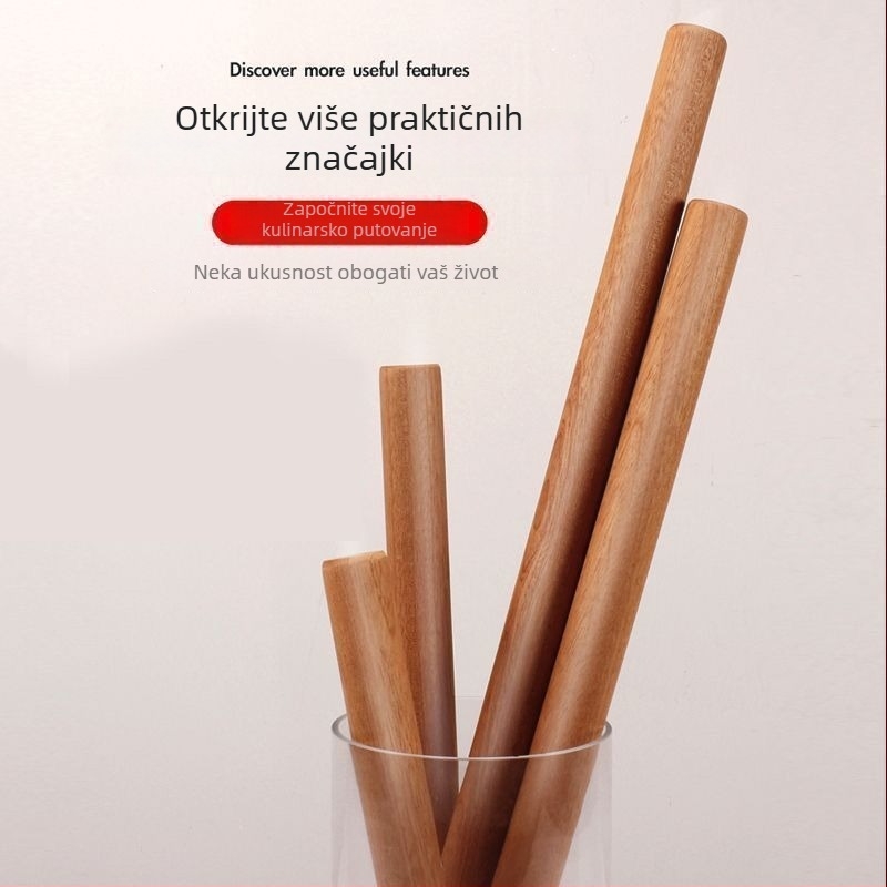 Drveni valjak za tijesto za kućnu upotrebu, idealan za tijesto za knedle i debele rezance, velikog formata, ne lijepi se, kuhinjski alat za tijesto.