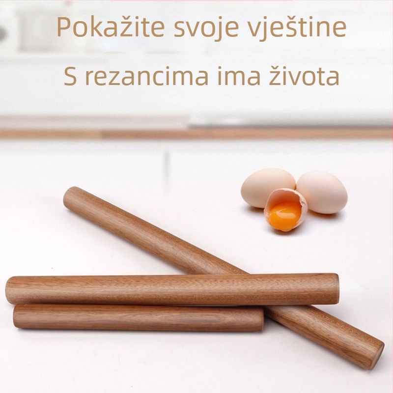 Drveni valjak za tijesto za kućnu upotrebu, idealan za tijesto za knedle i debele rezance, velikog formata, ne lijepi se, kuhinjski alat za tijesto.