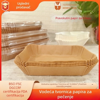 Pravokutni papir za air fryer, otporan na visoke temperature, za kućnu upotrebu, silikonizirani premaz