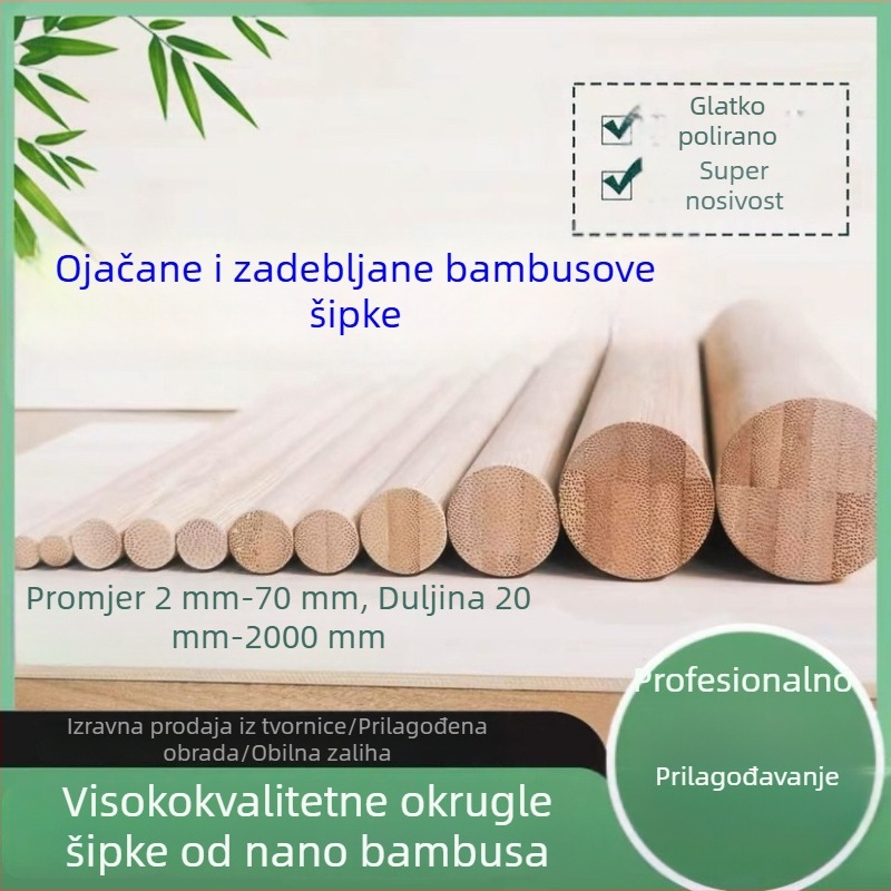 Set bambusovih štapova: šuplji i kompozitni štapovi od bambusa, okrugli štapovi za korekciju držanja, štapovi za šator i valjak za tijesto