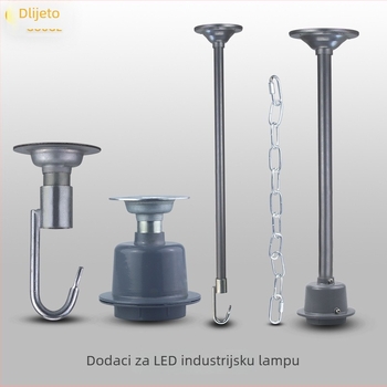 Industrijsko viseće svjetlo s dugim šinom za skladište, tvornicu i ured – IP66, kompletan set pribora