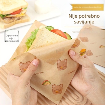 Papirnata vrećica za pakiranje sendviča za kampiranje, kvaliteta hrane, otporna na masnoću i vodu, kućna upotreba, za burgere, pečenje i tost.
