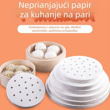 Jednokratni papir za parenje, prehrambene kvalitete, neprijanjajući, kružni podložak za kuhanje na paru, kućna uporaba