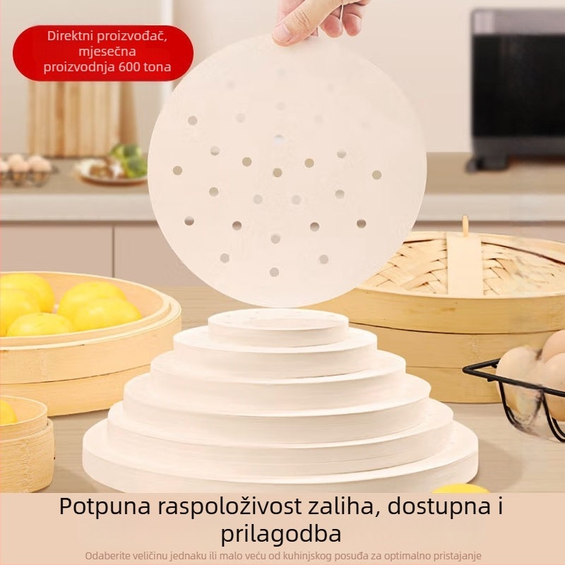 Jednokratni papir za parenje, prehrambene kvalitete, neprijanjajući, kružni podložak za kuhanje na paru, kućna uporaba