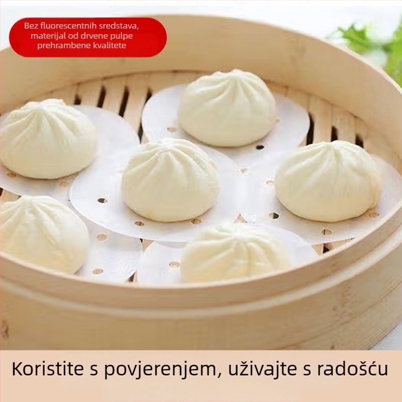 Jednokratni papir za parenje, prehrambene kvalitete, neprijanjajući, kružni podložak za kuhanje na paru, kućna uporaba
