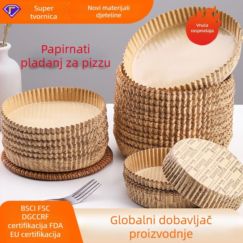 PE premazana papirna posuda za pizzu i pečenje, veličine 4/6/8 inča, otporna na visoke temperature, pogodna za pećnicu i air fryer